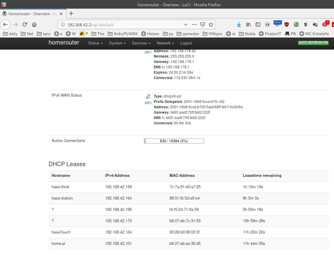 screenshot of router configuration