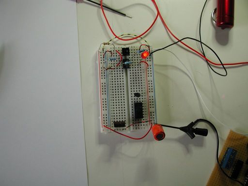 electronic breadboard with prototype schmitt trigger assembly