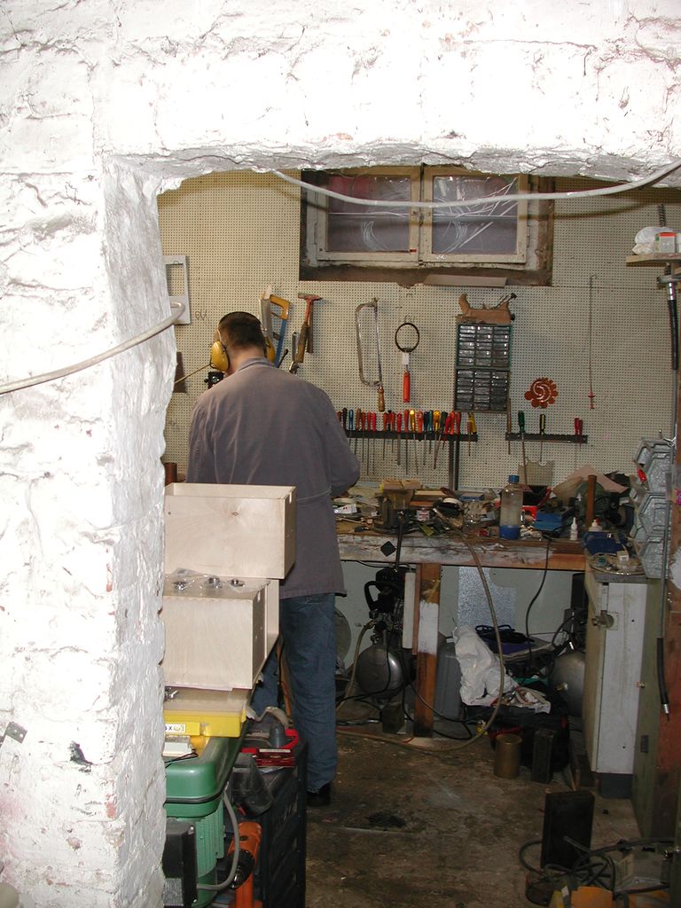 workshop in basement room